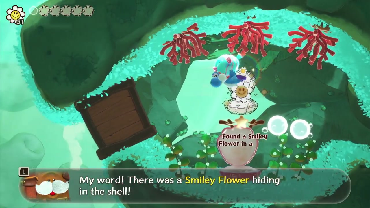 Smiley Flower #1 - Ouchin location in Chapter 3: Seaside in Yoshi and the Mysterious Book