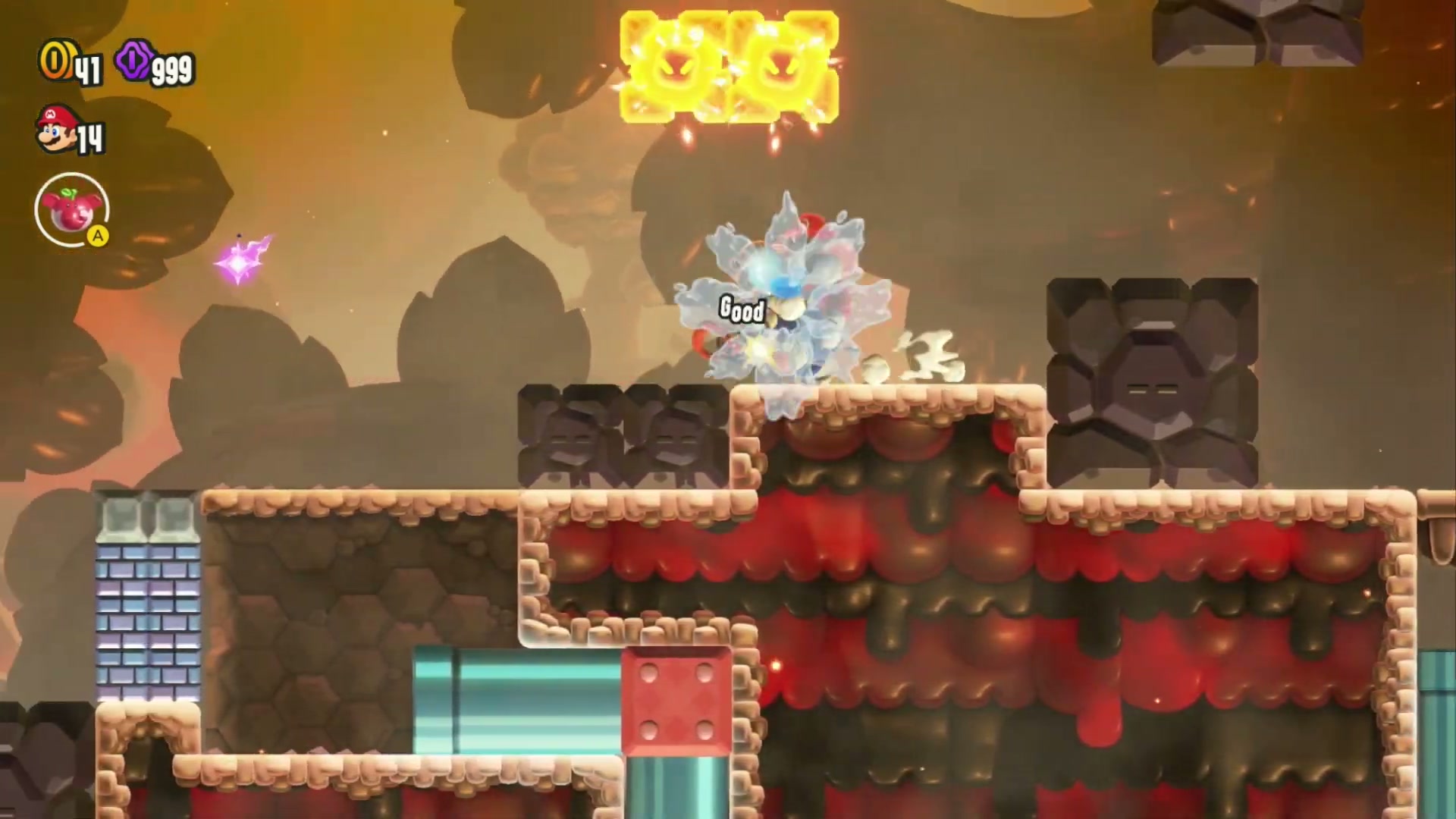 Super Mario Bros. Wonder Deep Magma Bog Wonder Seed 24, Clear Hot-Hot Rocks (2)