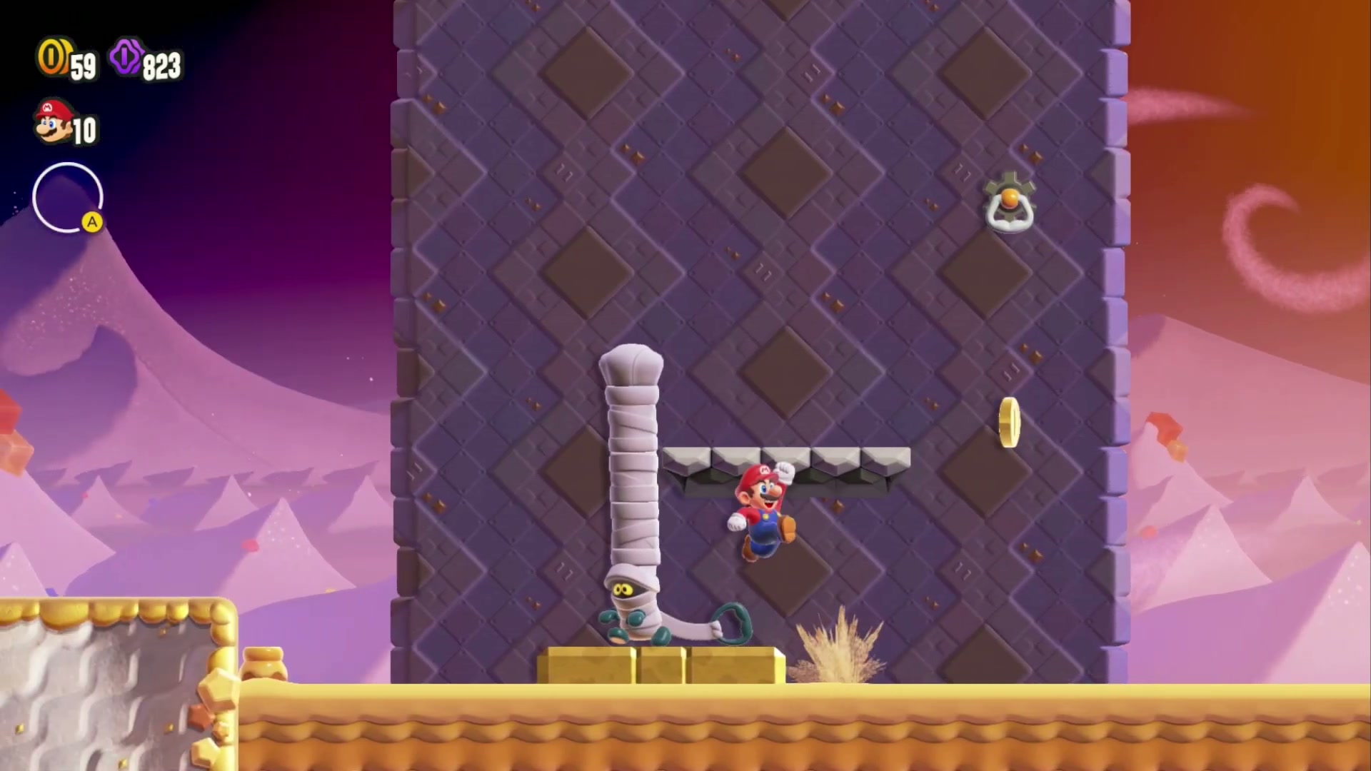 Super Mario Bros. Wonder Sunbaked Desert Wonder Seed 6, Reach the Rolling-Ball Hall Goal Pole