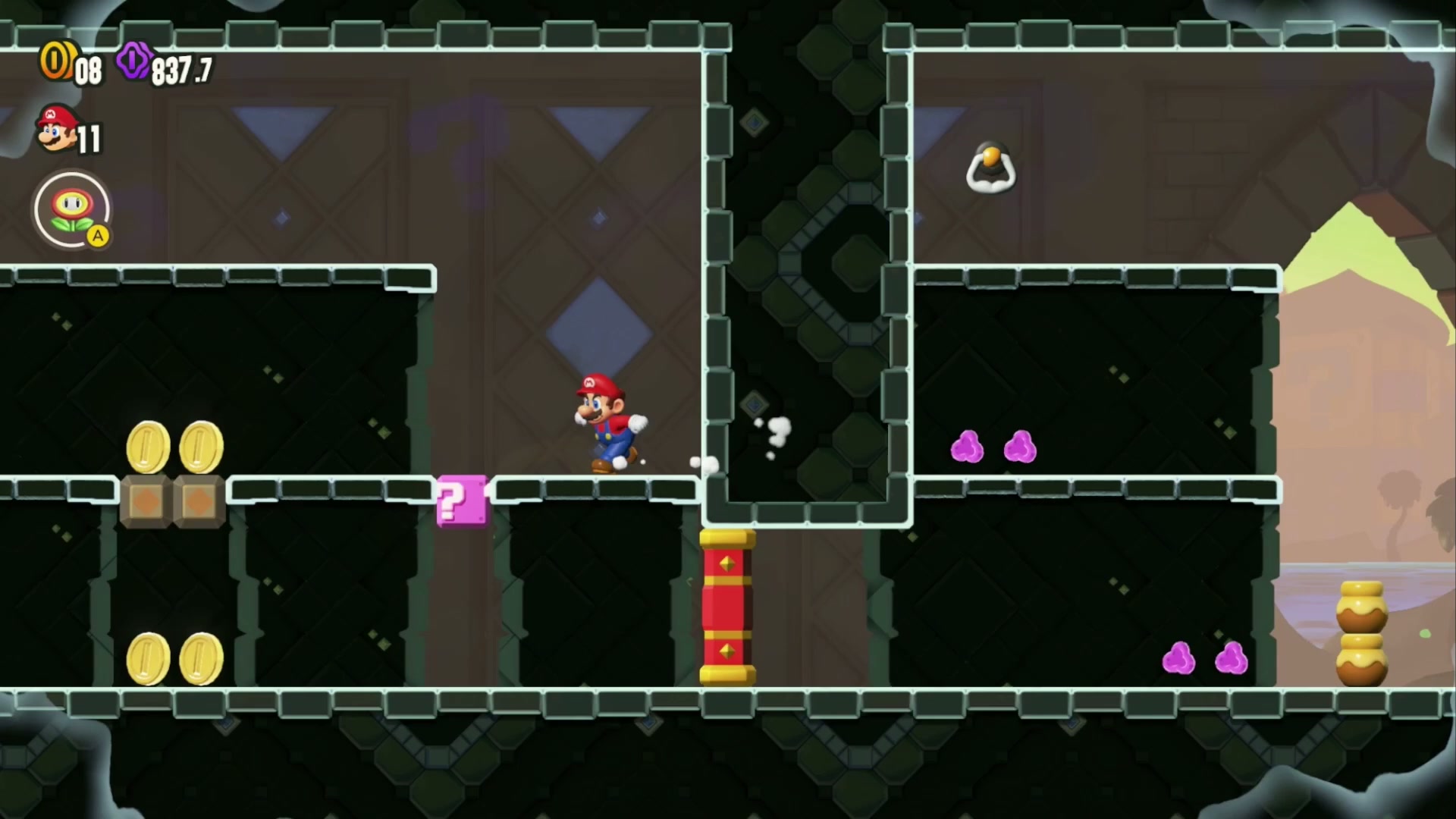 Super Mario Bros. Wonder Sunbaked Desert Wonder Seed 13, Solve the Color-Switch Wonder Effect