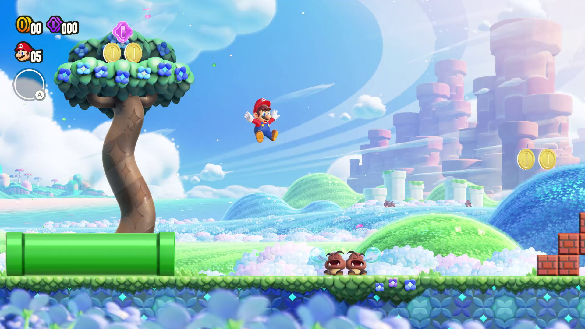Pipe-Rock Plateau gameplay representing 10-Flower Coin course guides in Super Mario Bros. Wonder