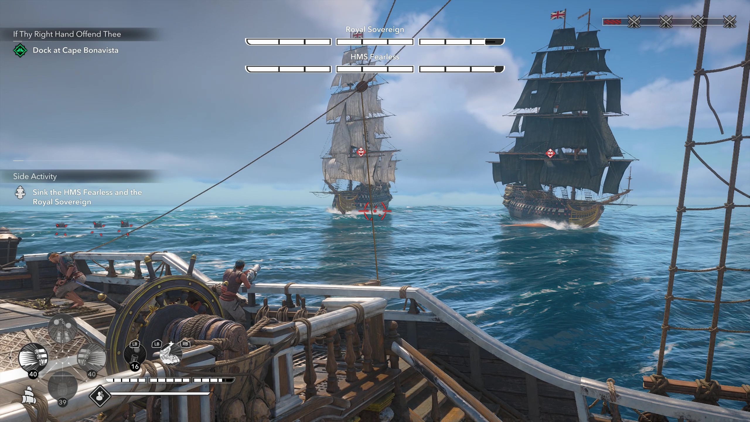 HMS Fearless and Royal Sovereign attacking together in the Legendary Ship battle