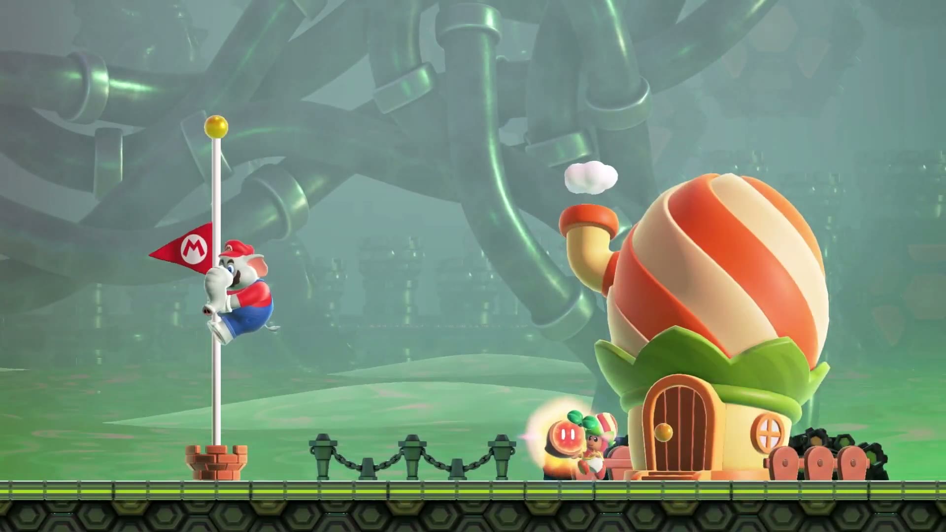Petal Isles Wonder Seed 32, reaching the Goal Pole to clear Evade the Seeker Bullet Bills