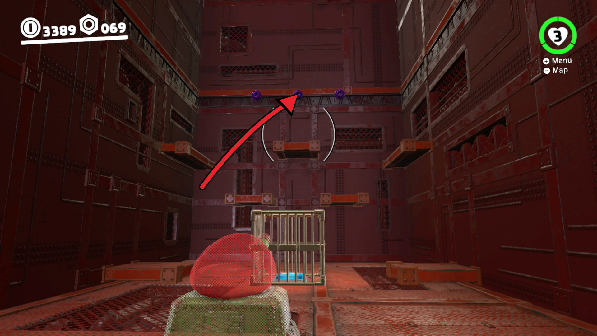 Super Mario Odyssey Wooded Kingdom purple coins 70 to 72 inside the Elevator Escalation secret area