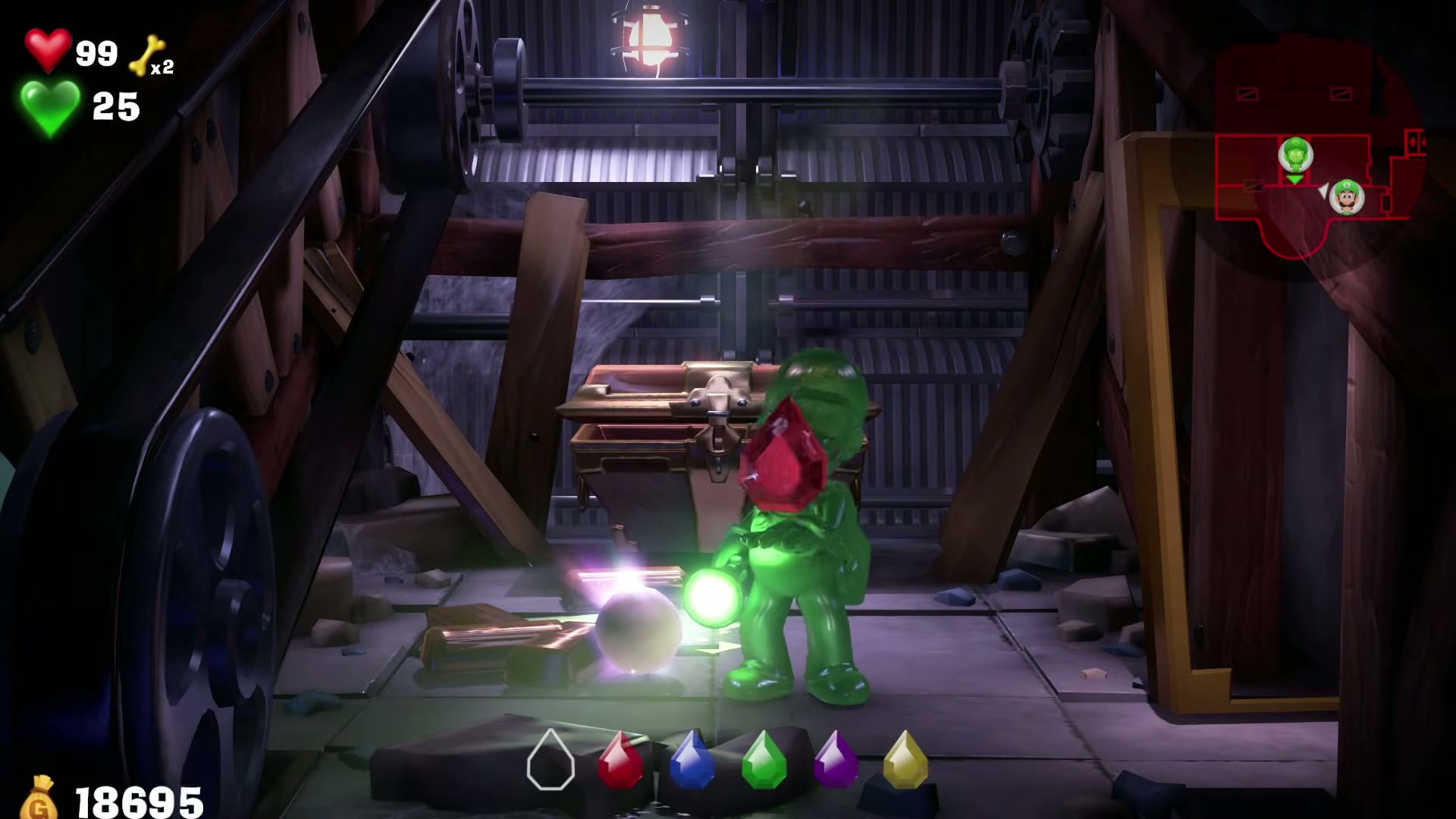 Red Gem collected by Gooigi in the Boutique mirror room in 3F Hotel Shops in Luigi's Mansion 3