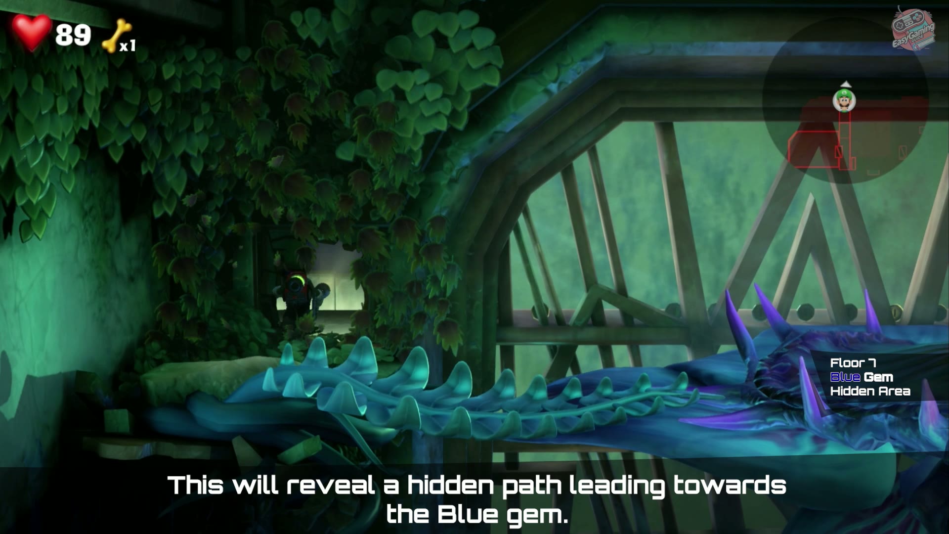 Blue Gem Hidden Area route in 7F Garden Suites in Luigi's Mansion 3