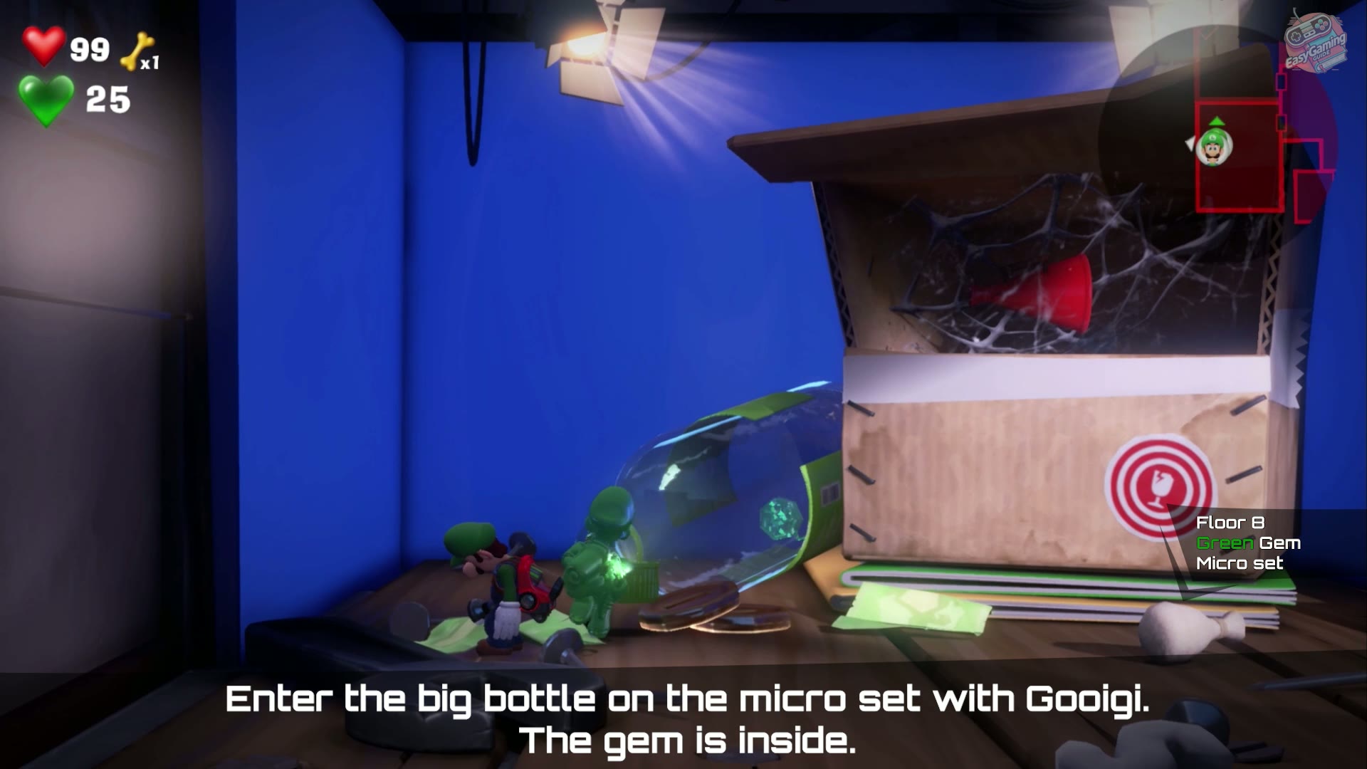 Green Gem Micro Set bottle route in 8F Paranormal Productions in Luigi's Mansion 3