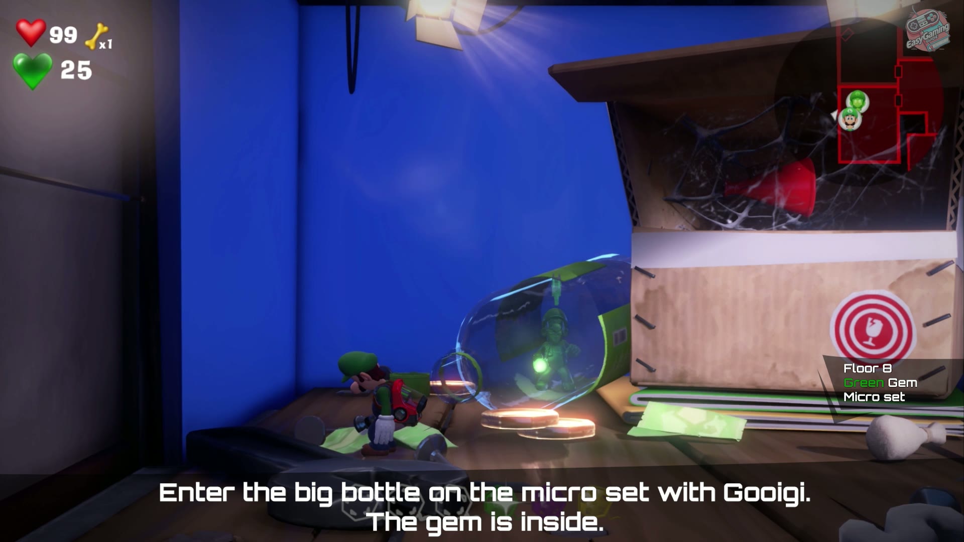 Green Gem collected on the Micro Set in 8F Paranormal Productions in Luigi's Mansion 3